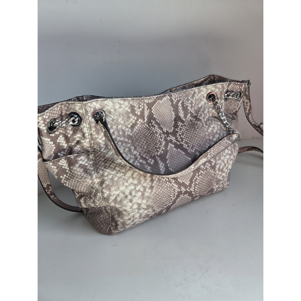 $298 Michael Kors Bag Purse Jet Set Chain Snakeskin Embossed Shoulder Cross Tote - Picture 4 of 10